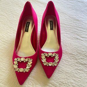 Bejeweled Satin Pink Pumps